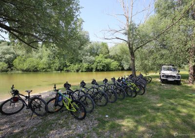 Bicycles on a meadow by Cetina river; Split Adventure biking excursions