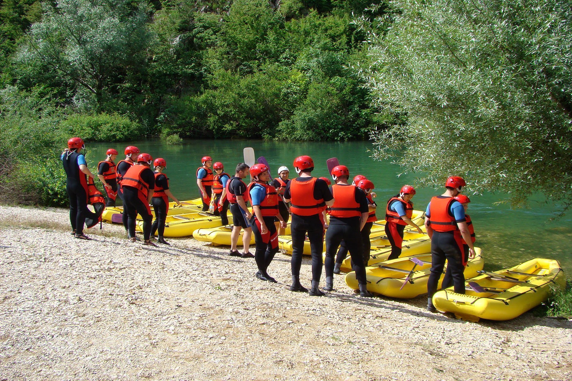 Our rafting excursion starts from a hidden river beach