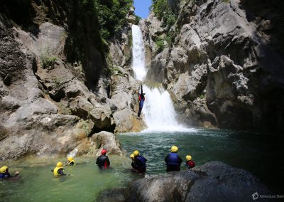 Swimming and cliff jumping break below Great Gubavica waterfall