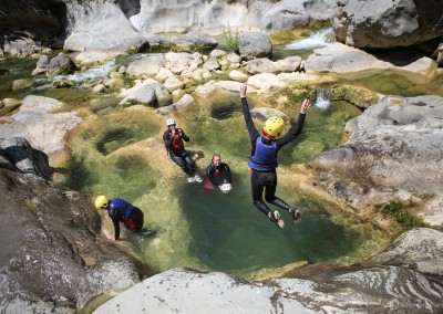 Jumping into jacuzzies and natural pools on a canyoning excursion