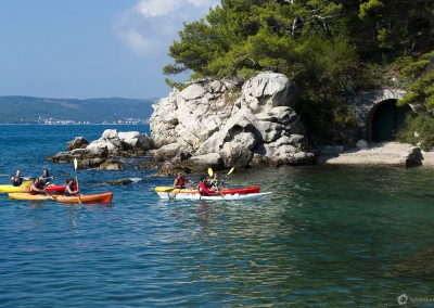 Kayaking below park-forest Marjan in Split