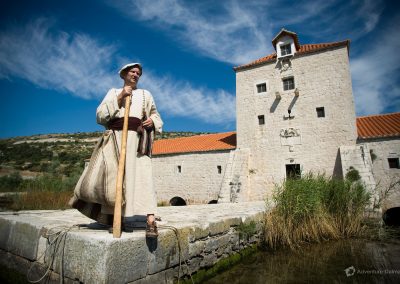 Pantana mill is our start point for sea kayaking tour around Trogir town. Mladen Pavić, owner of the mill in traditional clothes.