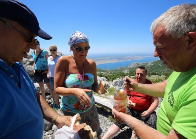Home made products - bread and honey - tasting on jeep safari tour Velebit
