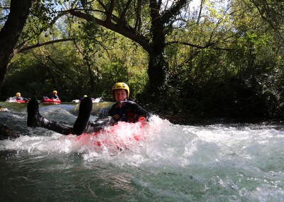 White water rapids on a tubing activity on Cetina river
